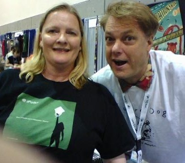 Treasurer Vikki DeVries with animator Bill Plympton.  He's the guy who animated the 