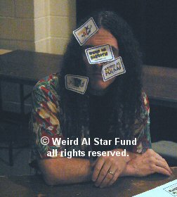 Weird Al covered in Weird Al Star Fund stickers